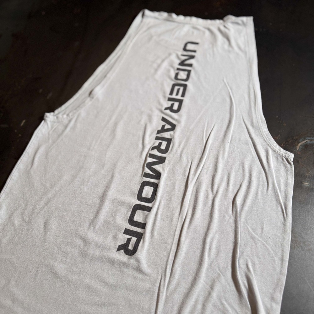 Under Armour Heatgear Muscle Tank Gray Medium Center Logo Vertical Back Hit - Picture 6 of 8